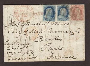 Rhode Island: Providence 1854 #9 (2) #11 Cover to France, Per Steamer Asia - Picture 1 of 4