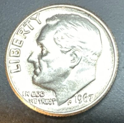 1967 P Roosevelt Dime Choice BU Uncirculated Gem US Coin - Free Shipping - Image 1 of 2