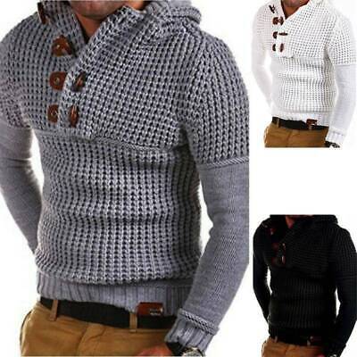 Men's Knitted Hooded Sweater Jumper Casual Pullover Tops Winter Warm • 27.17€