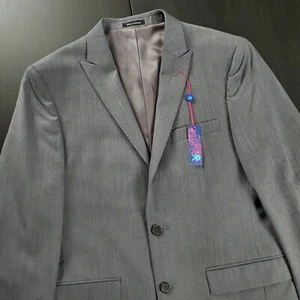 Egara 40R Slim Fit Two-Button Wool Blazer Sport Coat Peak Lapels Gray - Picture 1 of 18