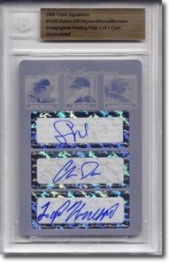 JASON HEYWARD * CHRIS DAVIS * Logan Morrison Autograph Rookie Auto Plate BGS 1/1