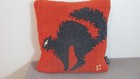 HALLOWEEN BLACK CAT PILLOW by Laura Megroz Hand Hooked Wool Chandler 4 Corners
