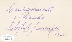 LIBERTAD LAMARQUE d 2000 Signed Index Card Actress/La Novia De Ameri JSA JJ59037