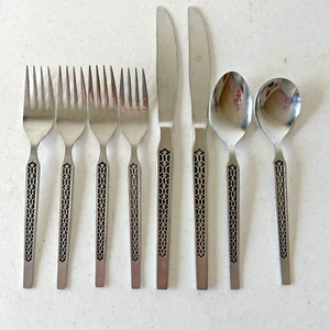 United Silver Co. Stainless Steel 8 Piece Set 4 Forks 2 Knives 2 Spoons flatware - Picture 1 of 6