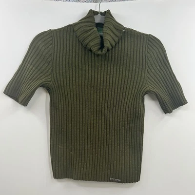 Geiger collections green pure new wool short sleeve sweater turtleneck size 38 - Image 1 of 4
