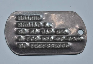 Vintage Korean Vietnam War Era Next of Kin US Dog Tag - Picture 1 of 3
