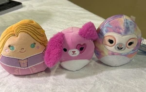 3 Mini Squishmallow Disney Princess Rapunzel 5" Adderely  And Valentines Plush - Picture 1 of 8