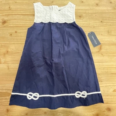 Nautica Girls Dress 2T Navy Blue Sleeveless Nautical Knot Applique - Image 1 of 3