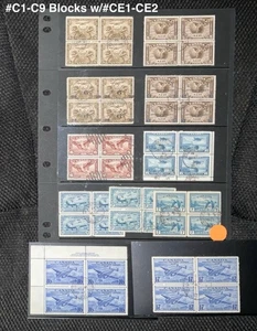 Estampillas de correo aéreo de Canadá #C1-C9 bloques usados de 4 y #CE1-CE2 P# bloque CV$300+  - Imagen 1 de 4