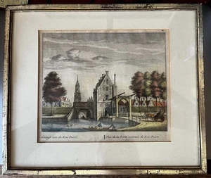 Orig. kolorierter Kupferstich – „Gezigt van de Koe Poort“ (Delft), 1737, Schenk - Bild 1 von 1