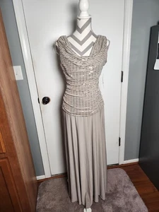 R&M Richards Womens Ruched Evening Dress Size 12 Gold New - Picture 1 of 15