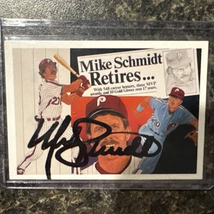 MIKE SCHMIDT HANDSIGNIERTE BASEBALLKARTE RUHESTAND 1990 UPPER DECK #20 PHILLIES - Bild 1 von 3