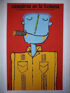 VAMPIRES IN HAVANA / Famed Cuban Silkscreen Movie Poster by CUBA Artist BACHS - Picture 1 of 4