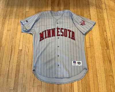 Minnesota Twins Russell Diamond Collection Pinstripe Jersey Mens 44 L Gray MLB  - Image 1 of 4