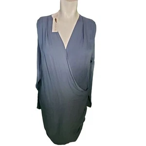 Gold Hawk Blue Sheer Silk Wrap Long Sleeve Ombre Slip Dress sz S NEW Retail $385 - Picture 1 of 7
