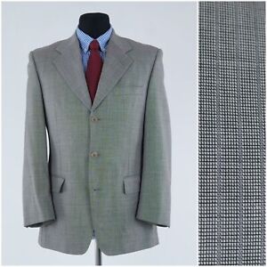 Mens Plaid Sport Coat 40S US Size MILANO Grey Zignone Wool Blazer Jacket