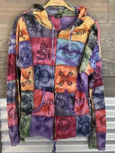 Kathmandu Imports T-Shirt Zen Spirit Tie Dye Rainbow Crew Cotton Full Zip Hoodie - Bild 1 von 8