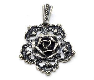 Großer Vintage Anhänger 835 Silber / Rose / Blume / verziert Art.-Nr:1797 - Bild 1 von 4