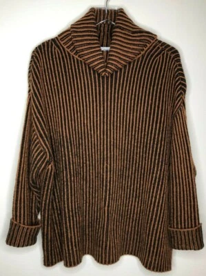 Suéter Acanalado Zara Talla Pequeña Grande Negro Marrón Rayas Capucha Cuello Foto 1 de 4