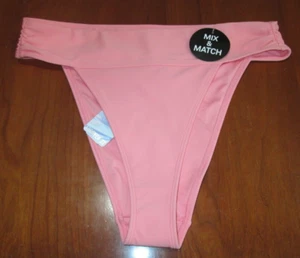 NWT Forever21 Pink High Rise Bikini Bottom Womens Size L Lined Stretch 29468 - Picture 1 of 3