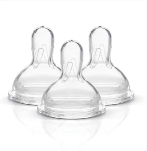 Breastmilk Bottle Teats, BPA Free, Wide Base, Med Flow, Pack of 3 - Picture 1 of 5