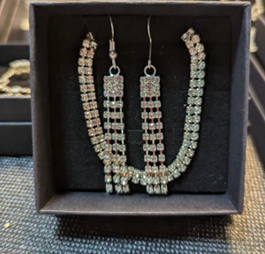 Jewelry Set Rhinestone Crystal Bracelet Earrings Multiple Strand - Bild 1 von 2