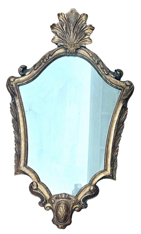 French Italian Rococo Style Gilt Wood Plaster Wall Mirror Gold Antique Vintage g Cover