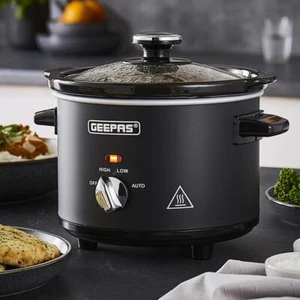 Slow Cooker 2.5L Tempered Glass Lid Removable Ceramic Non-Stick Bowl Chalkboard - Picture 1 of 10