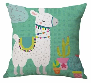 Llama Cactus Decorative Pillow Covers Linen Cotton Animal Print Cushion Cover - Picture 1 of 1