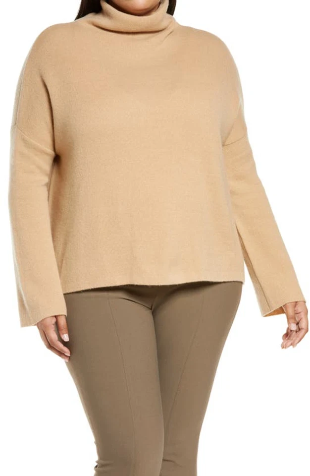 Vince Plus XXXL 3XL Womens Sweater Camel Wool Cashmere Funnel Neck