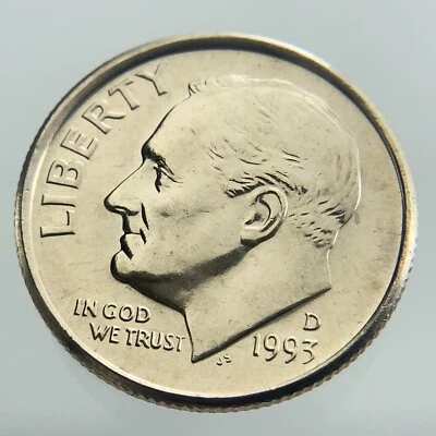 1993 D United States Roosevelt Dime 10 Cents KM#195a Uncirculated Coin BB346 - Image 1 of 4