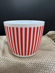 Vintage Hazel Atlas Ice Bucket Red White Striped Milk Glass MCM HARD TO FIND - Picture 1 of 6