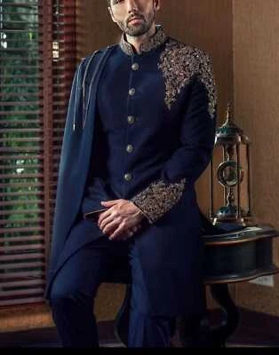 Men Suits Jacket with Wraps Capes Shoulder Appliques Lace for Groom Wedding - Image 1 of 4