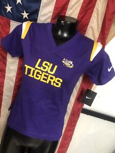 NWT $32 new Nike LSU Tigers Purple Football Jersey t Shirt Girls L Large Cotton