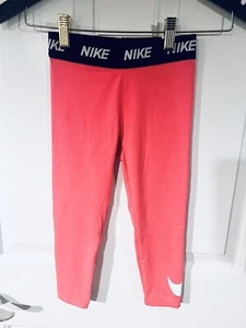 Nike Girls Dri-Fit Leggings Swoosh Logo Print on Racer Hot Pink - Size 6 - NWT! - Picture 1 of 4
