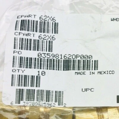 EATON WEATHERHEAD 62X6 UNIÓN DE COMPRESIÓN DE LATÓN TUBO DE 3/8" O.D. (PACK 10) Foto 1 de 3