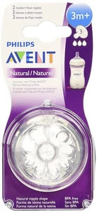 Philips Avent Natural Medium Flow Nipple, 3 Months+, 2 Count Free Shipping - Picture 1 of 7