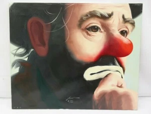 Clown Painting Rusty Rust EMMETT KELLY Oil Canvas 1982 1/250 24" x 20" Thinking - Picture 1 of 12