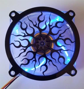 Custom 92mm FLAME Computer Fan Grill Gloss Black Acrylic Cooling Cover Mod - Afbeelding 1 van 3
