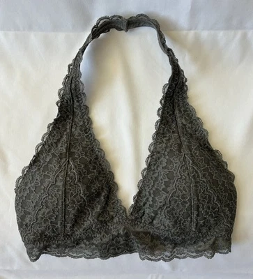 Gilly Hicks Women's Lace Halter Bralette Charcoal Gray size M - Image 1 of 4