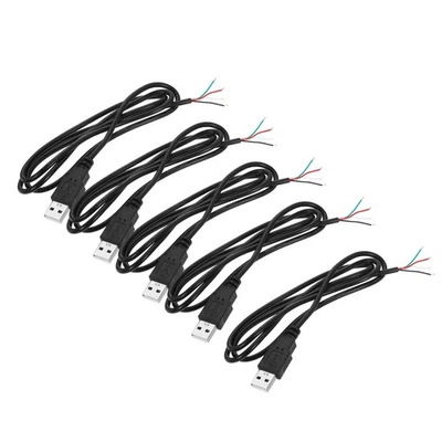 Micro USB Male to 4Pin Bare Wire 24AWG 39", 5Pcs Open End Pigtail Power Cable - Image 1 of 4