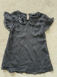 Gorgeous Black Sequin Girls Blouse Top 7-8y - Picture 1 of 2