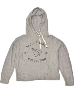 PULL & BEAR Womens Oversized Crop Hoodie Jumper UK 10 Small Grey Viscose AQ02 - Picture 1 of 3
