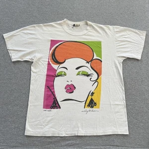 Camisa vintage 1990 Ty Wilson Pop Art estilo Warhol XL blanca  - Imagen 1 de 5