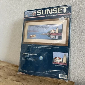 Sunset "Grant Me Serenity" Cross Stitch Kit 18" By 7" OPENED - Picture 1 of 4