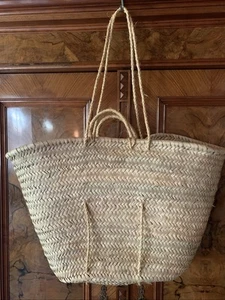 Klassische Strandtasche Stroh groß H= 33 cm, B= 30/60, T= 15 cm - Bild 1 von 6