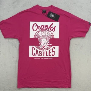 Crooks and Castles Shirt Unisex Rosa Baumwolle Grafik Tee T-Shirt Größe Medium Neu mit Etikett - Bild 1 von 7
