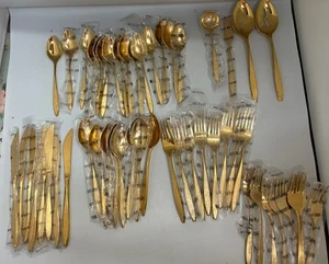 Neu Ekco Eterna Corsair Gold Galvanisiert 52 teiliges Service für 8 - Bild 1 von 11