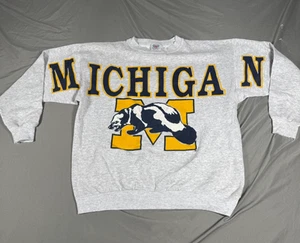 Michigan Wolverines Sweatshirt Mens 2XL Gray TNT NCAA Football Sport Crew Neck - Picture 1 of 10