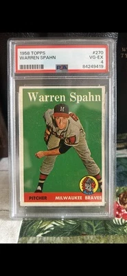 1958 Topps Warren Spahn #270 PSA 4 en muy buena condición-ex Milwaukee Braves Salón de la fama De colección Foto 1 de 4